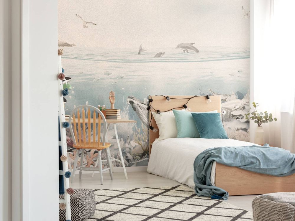 Oceaan landschap met dieren