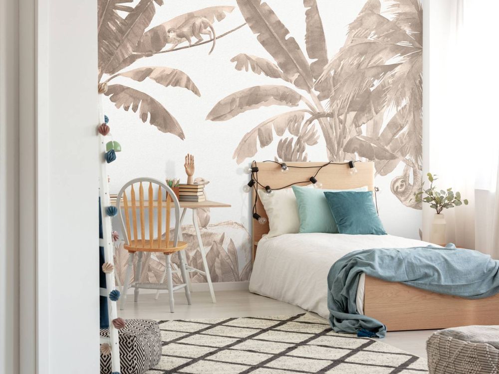 Kleine jungle dieren in taupe