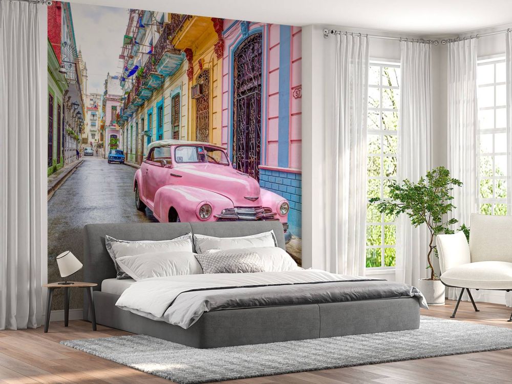 Roze vintage auto