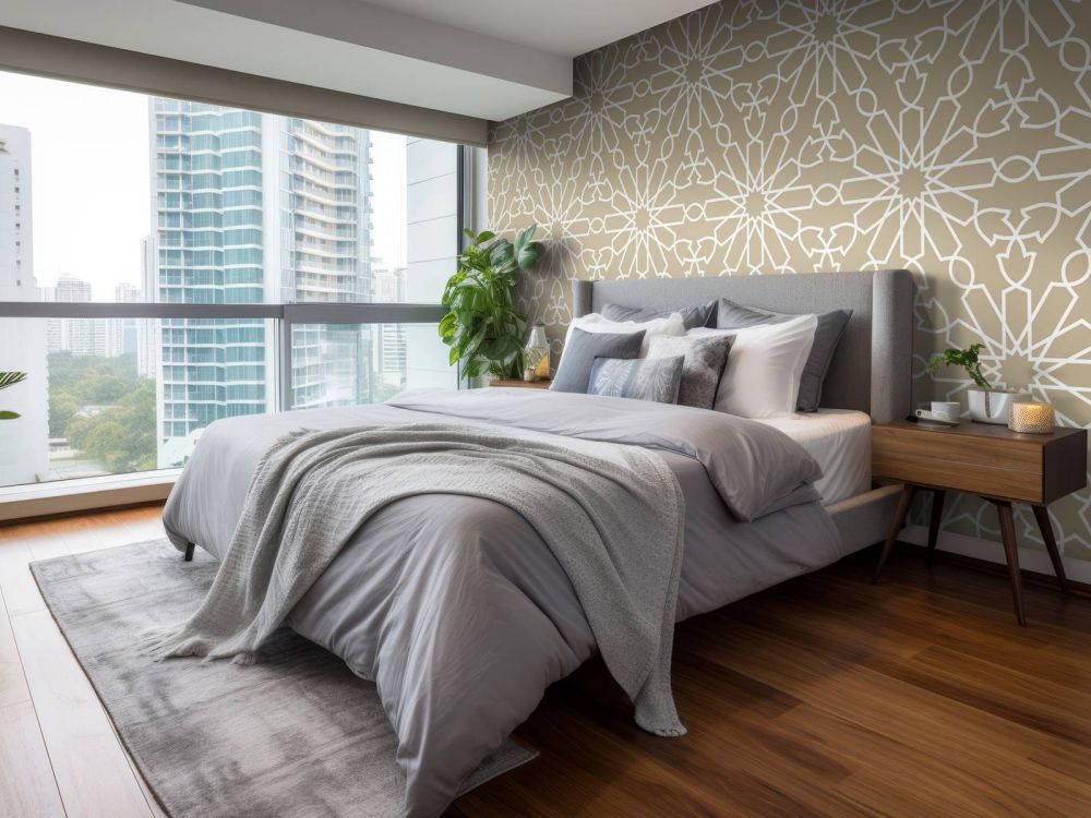 Geometrische bloemen, goud