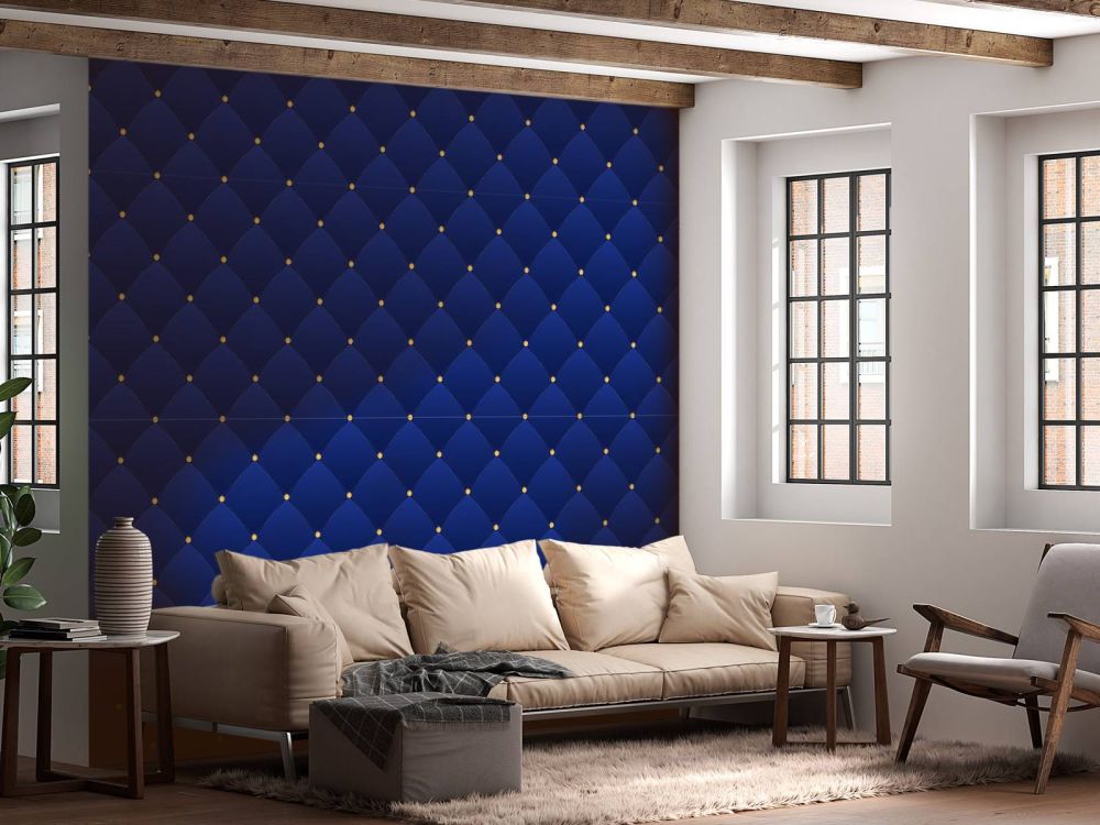 Donkerblauw chesterfield patroon