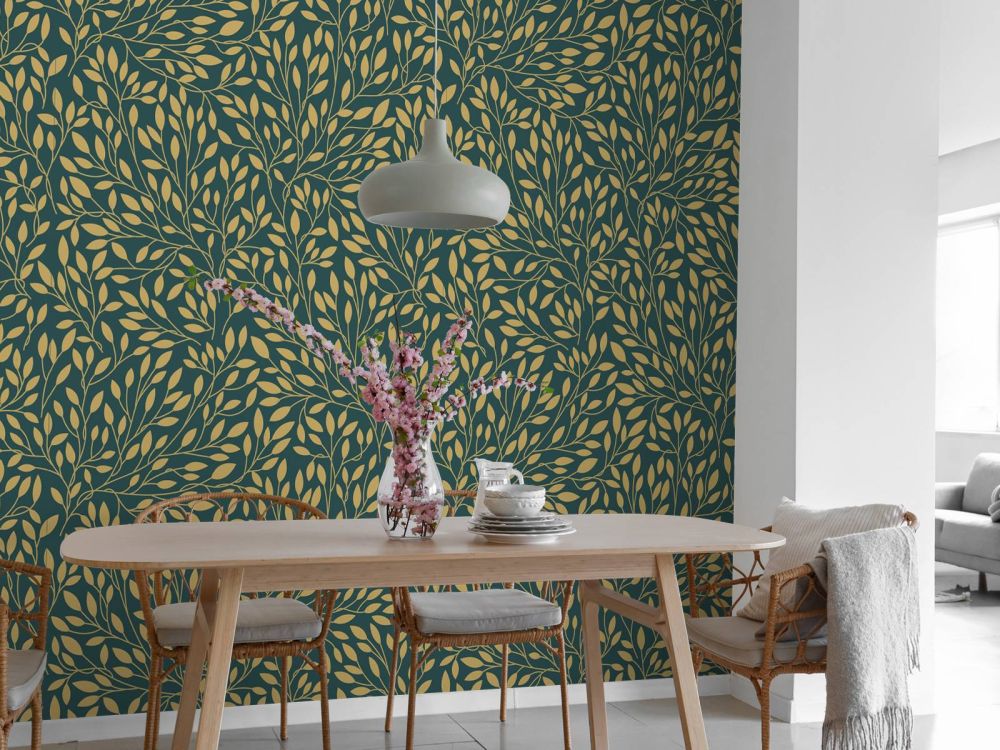 Luxe bloemenpatroon geelgoud