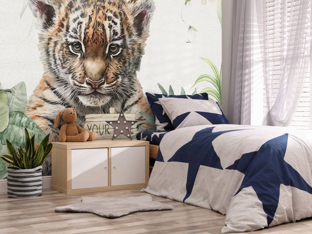 Schattige tijger met planten