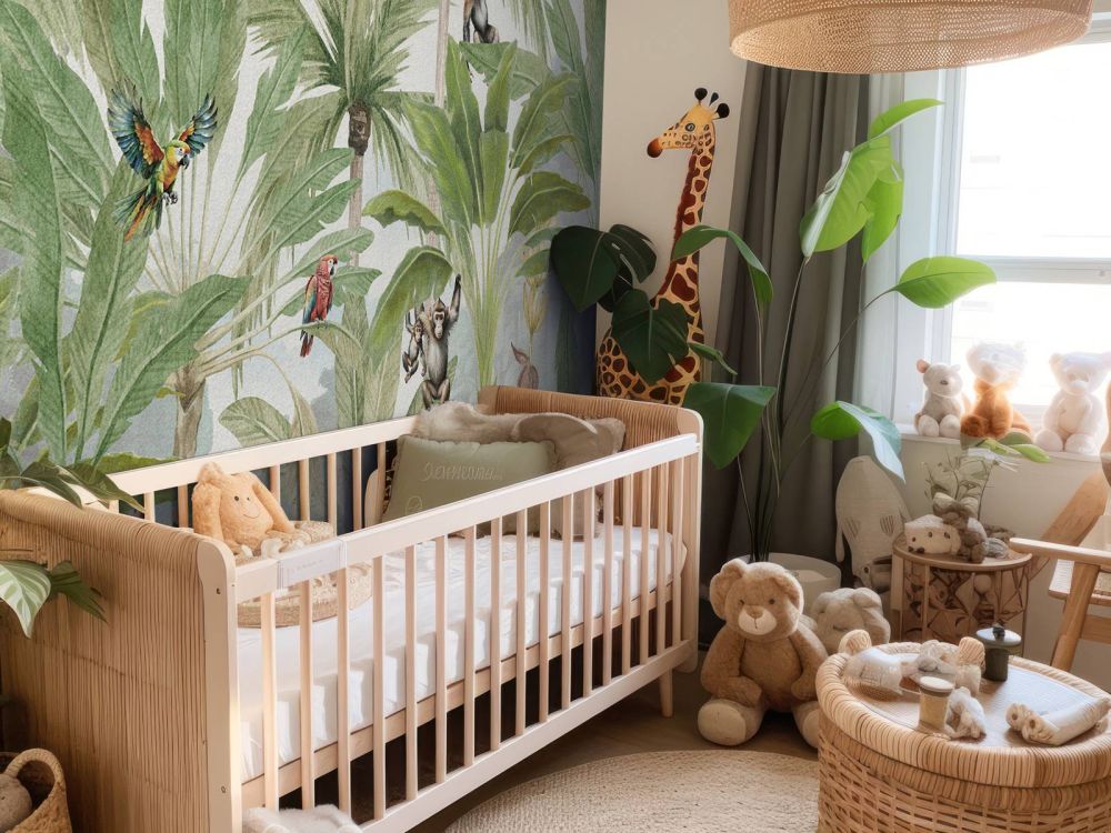 Jungle met apen en papegaaien in kleur