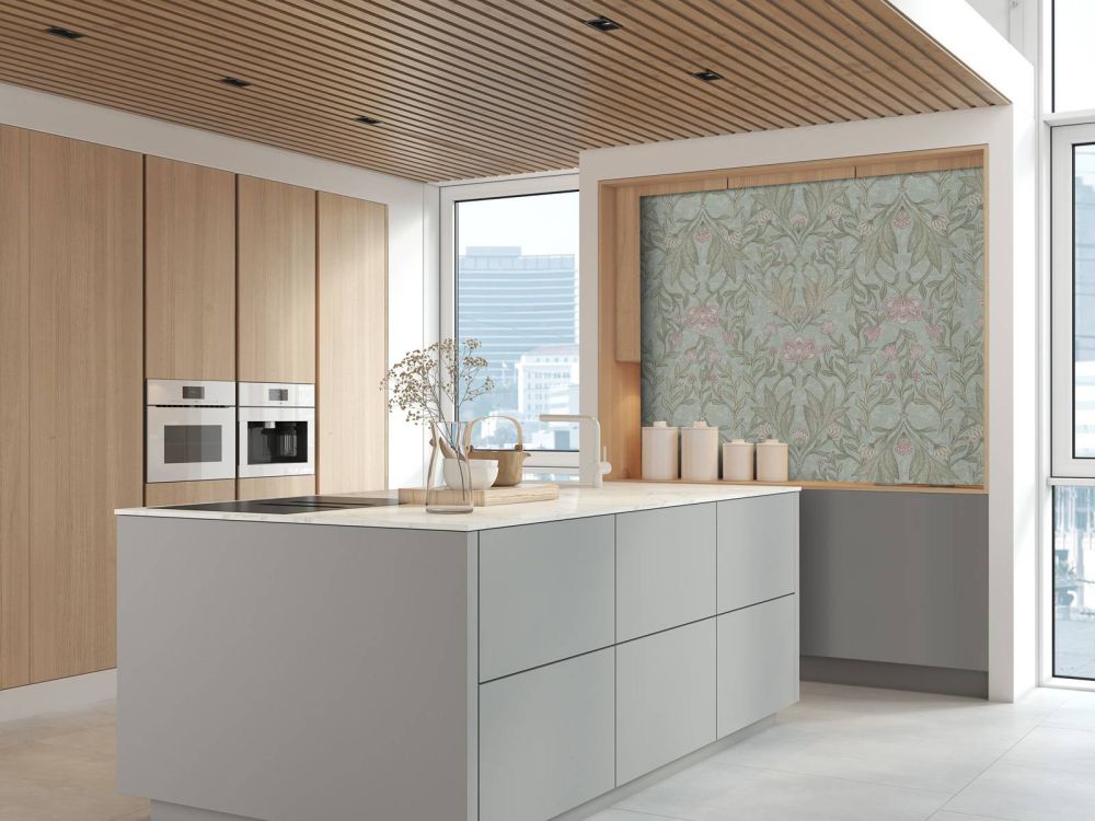 Morris bloemen damask - mint groen