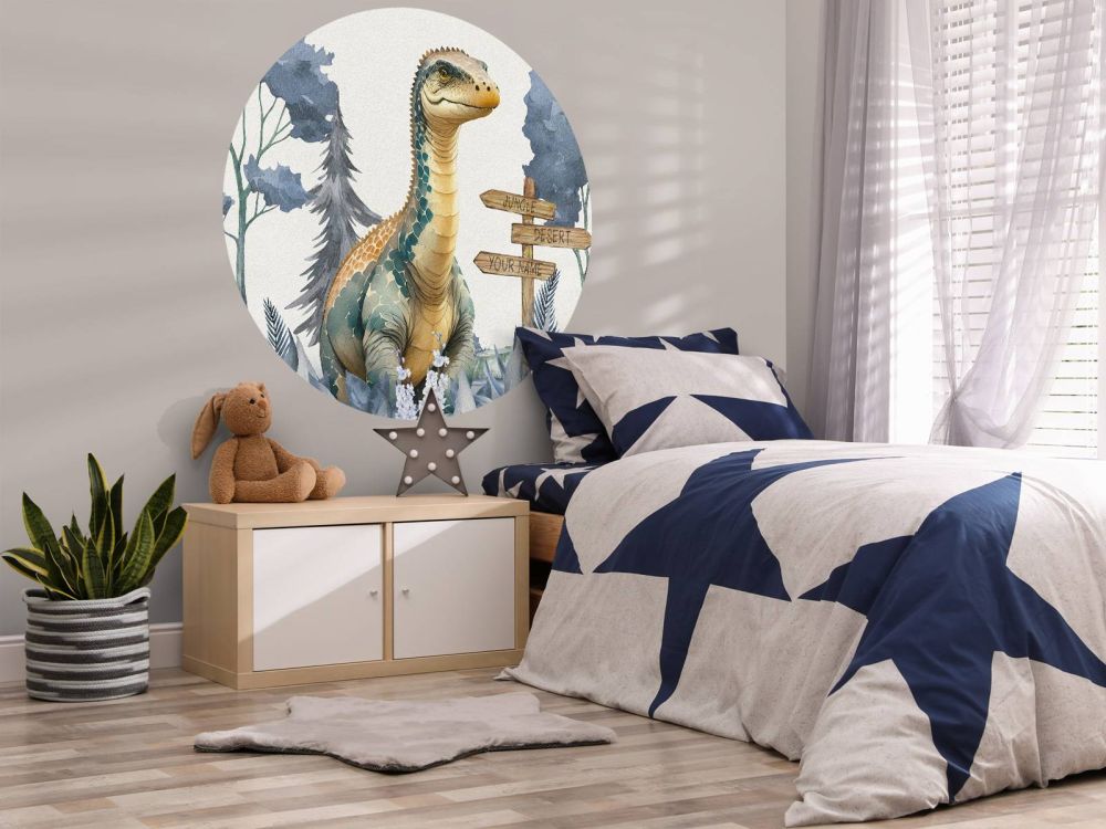 Baby brachiosaurus in de jungle blauw