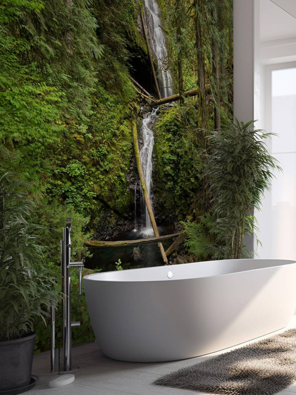 Waterval met omgevallen bomen