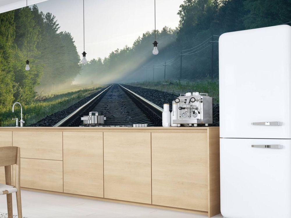 Treinrails door het bos