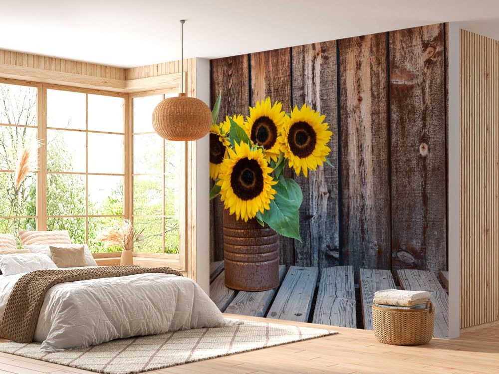 Vaas met zonnebloemen