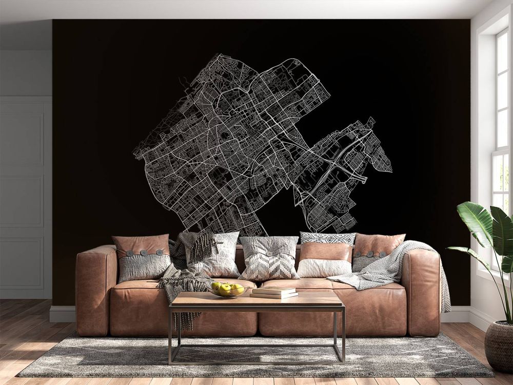 Plattegrond van Den Haag, zwart