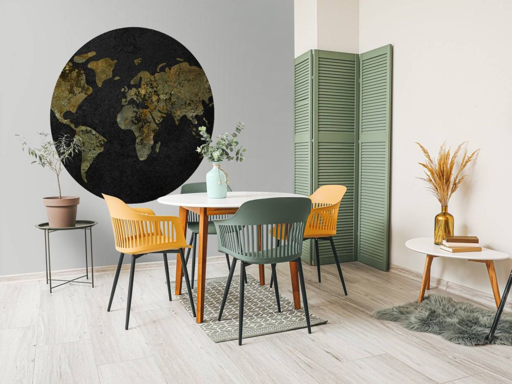 Wereldkaart met goud groene structuur