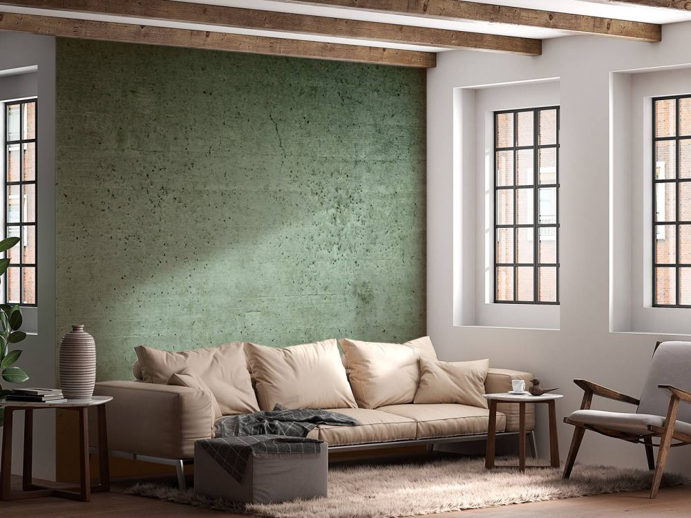 Groene betonnen muur