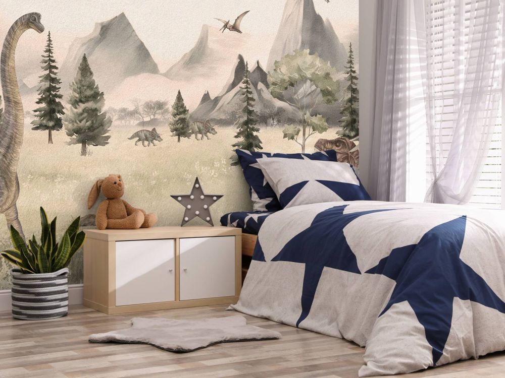 Landschap met dino's in beige