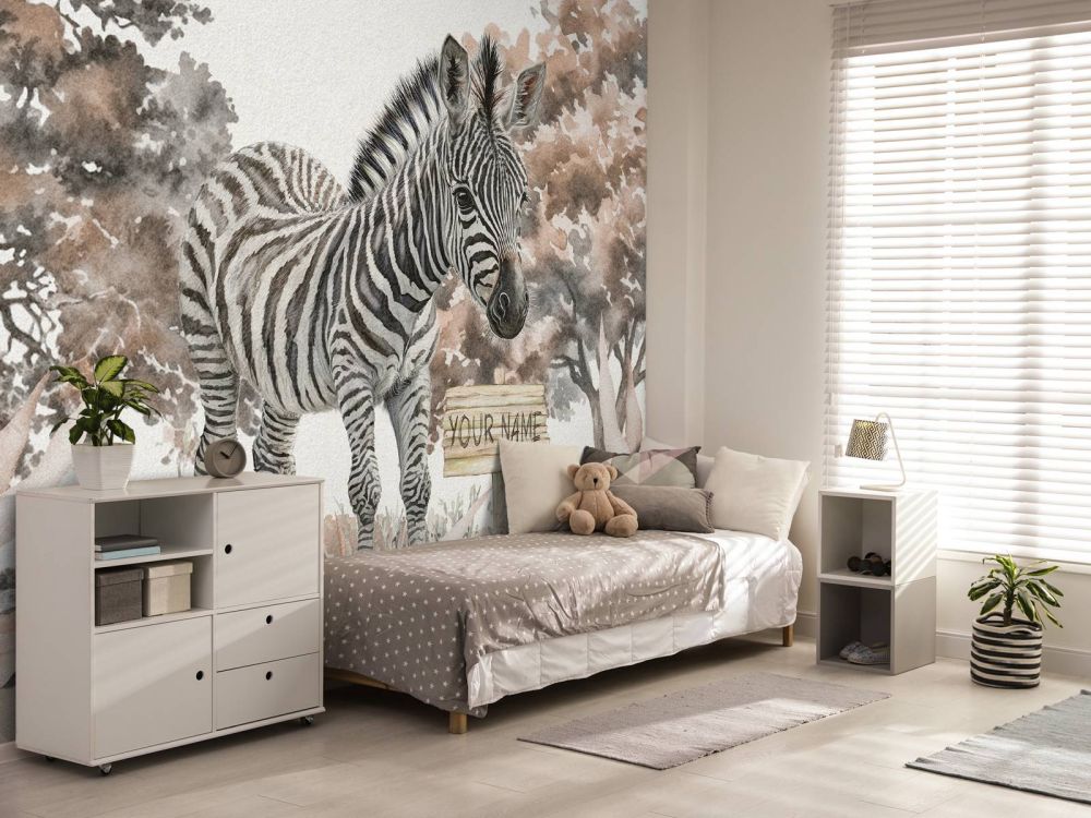 Jonge zebra in de natuur taupe