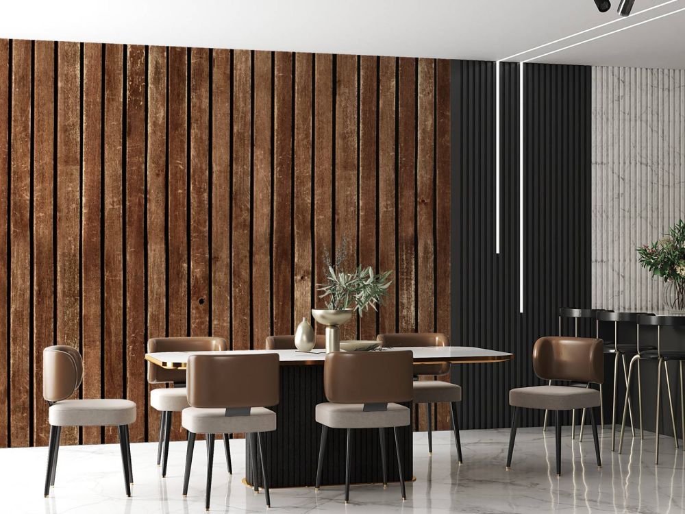 Donkere verticale houten planken
