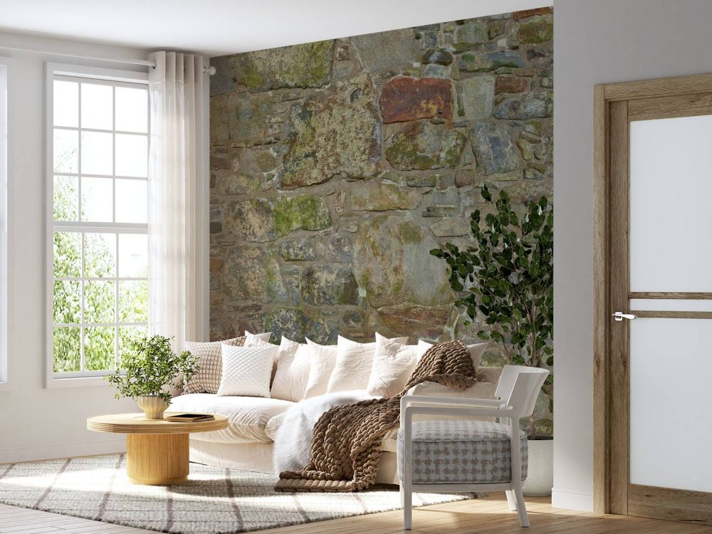 Oude muur met mos