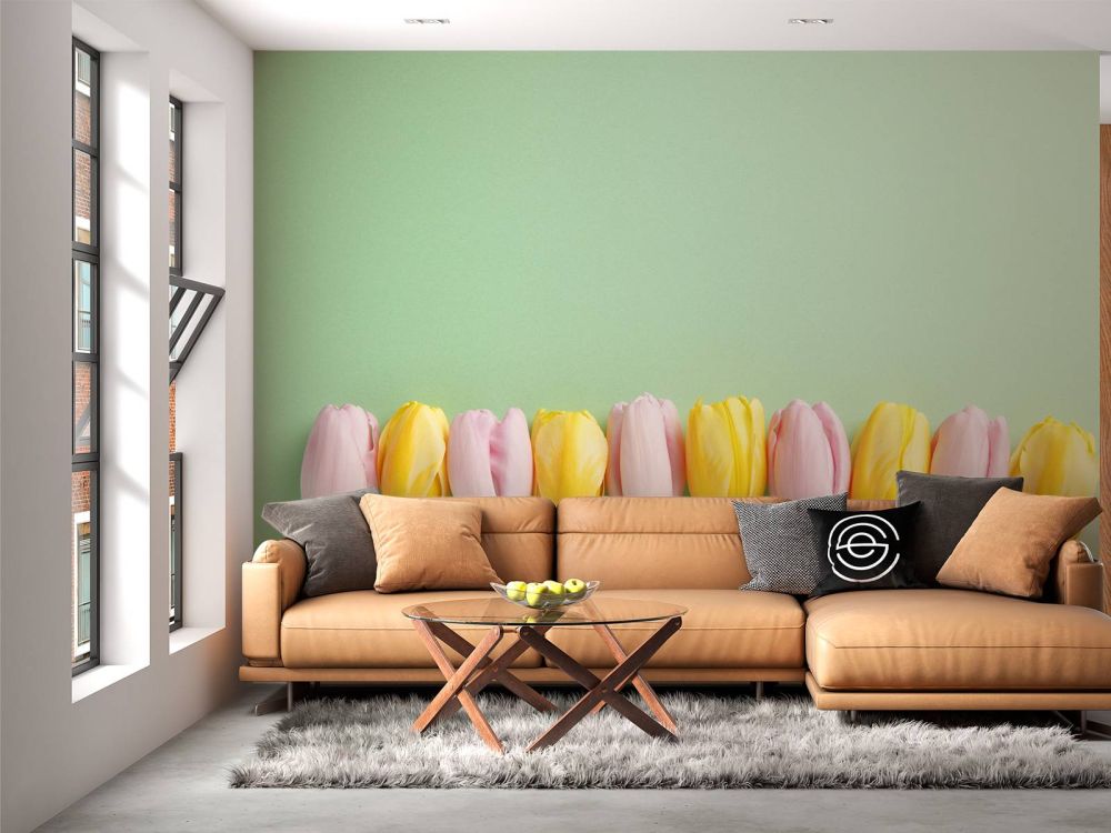 Kleine tulpen op mintgroen