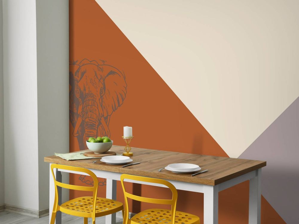 Roestkleurige driehoeken met olifant