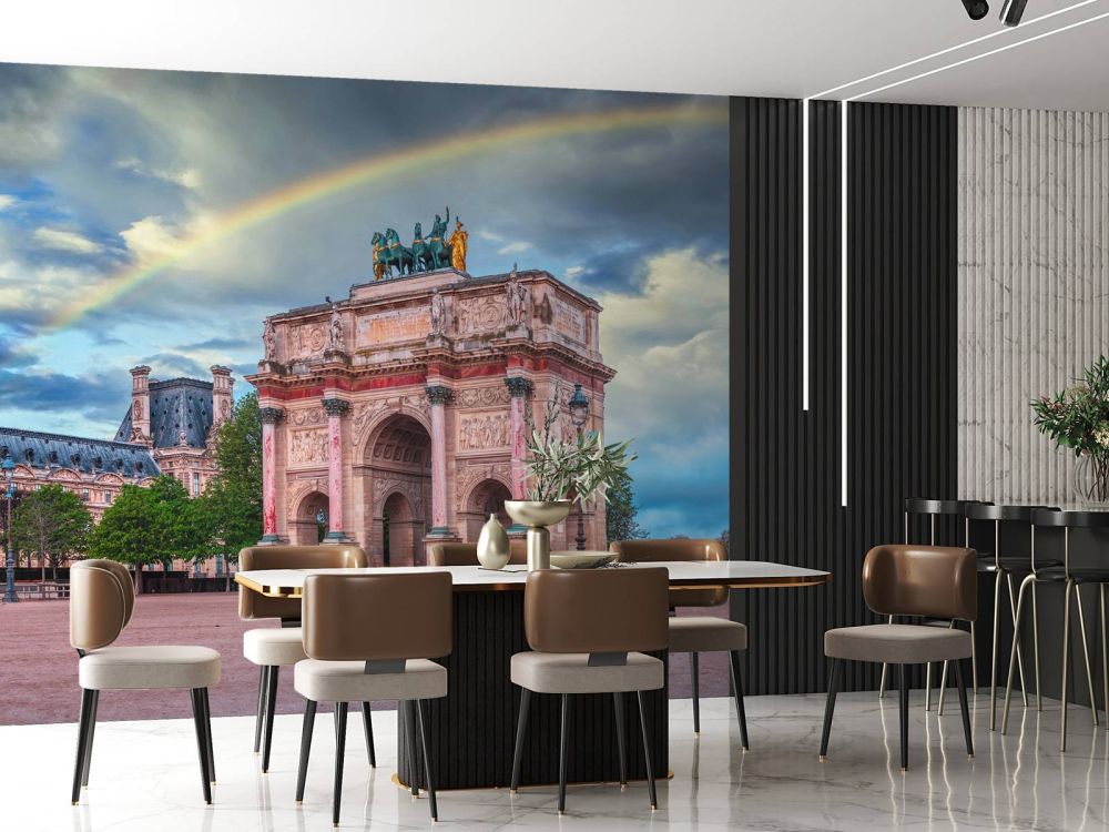 Regenboog bij Arc de Triomphe