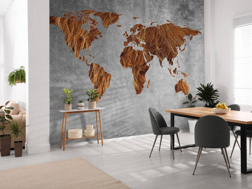 Wereldkaart met vacht structuur