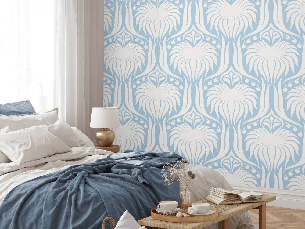 Blauwe Hemelse Lotus patroon