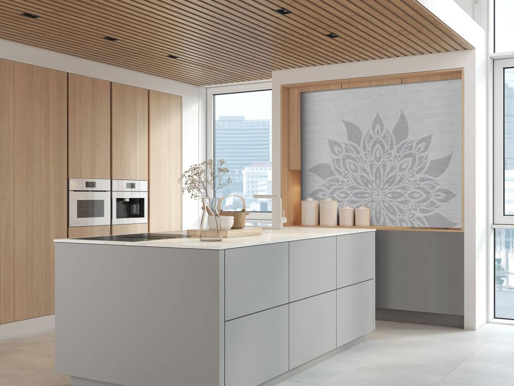 Lichtgrijze Mandala Op Baksteen