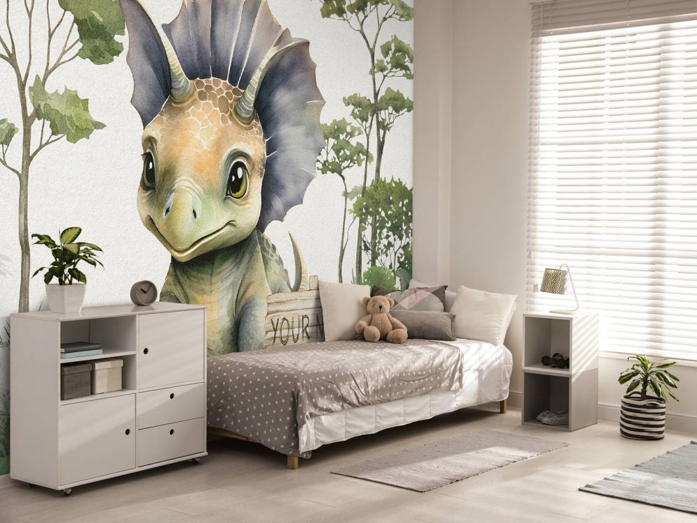 Baby triceratops in de jungle