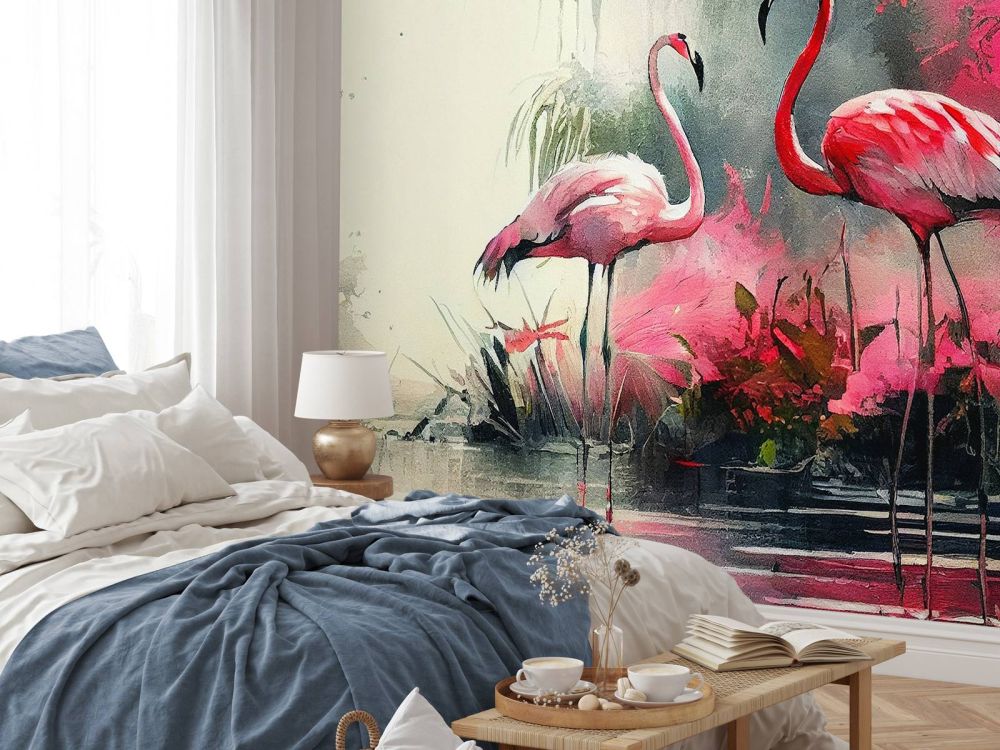 Karmijnrode Flamingo Schets