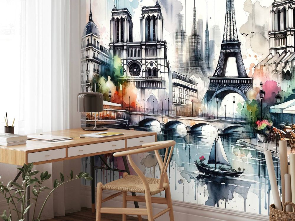 Watercolor Paris Abstract