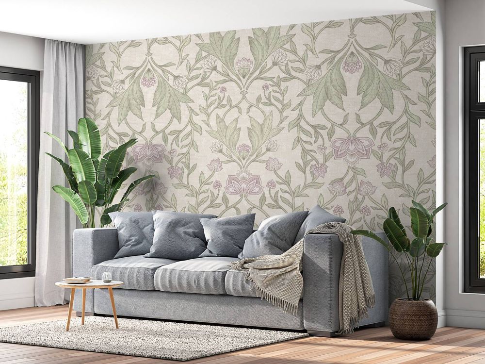 Morris bloemen damask - creme