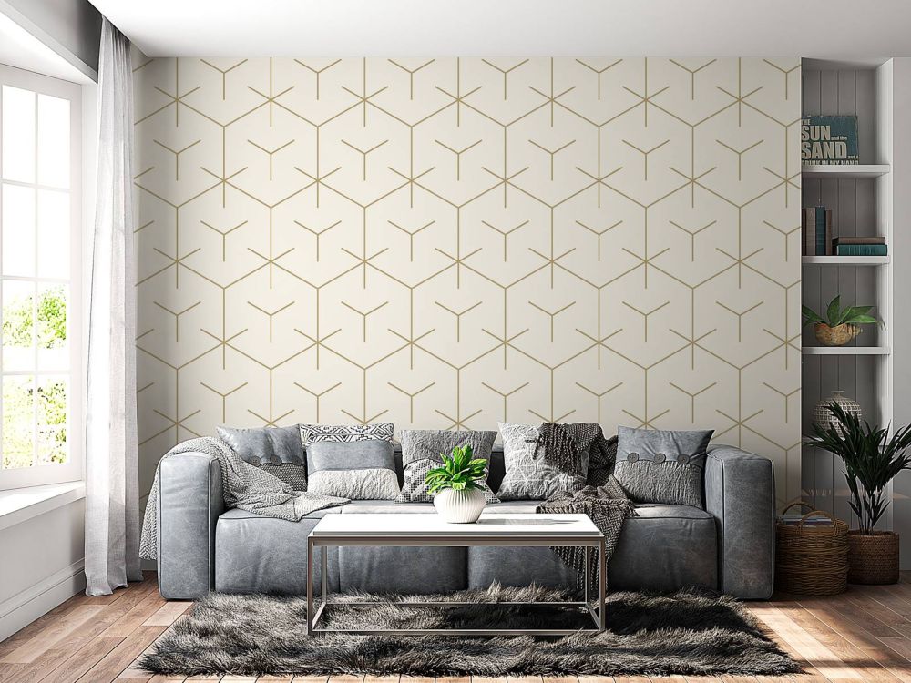Geometrische hexagons, wit