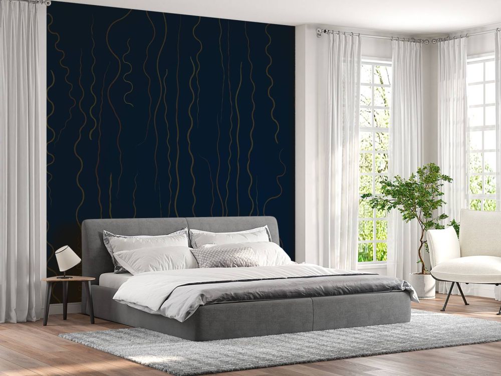 Organische lijnen gras midnight blue