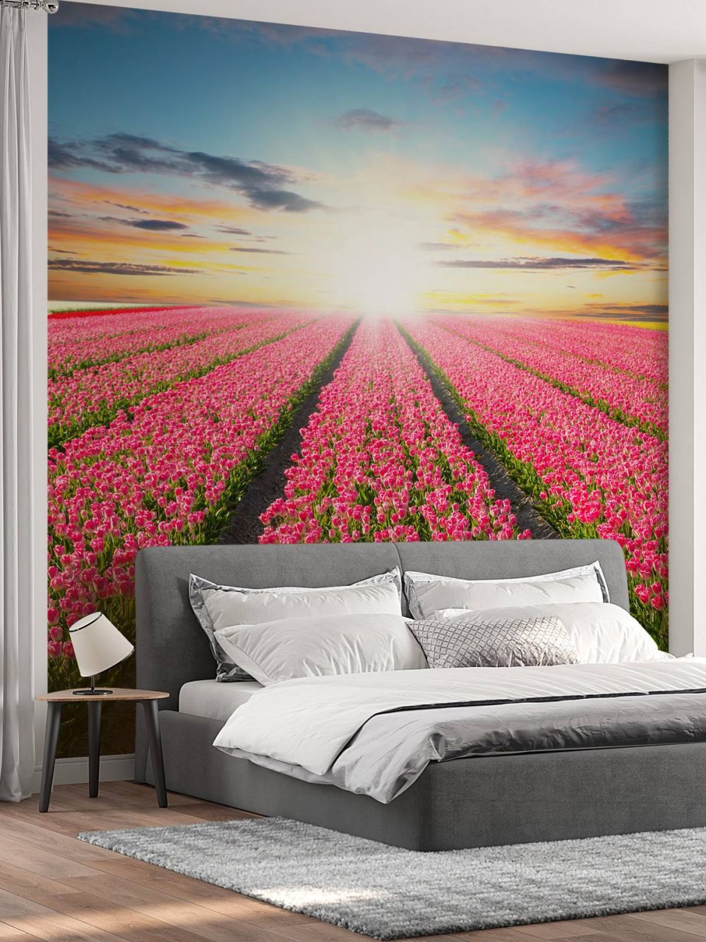 Tulpen met opkomende zon