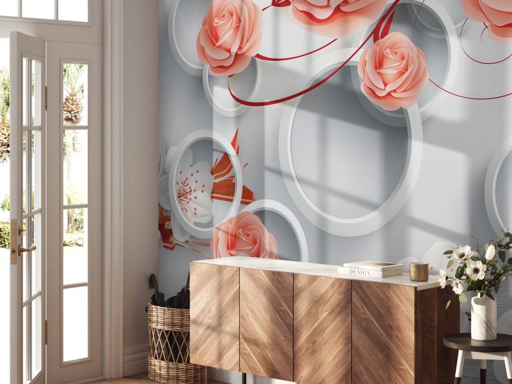 3D cirkels en bloemen