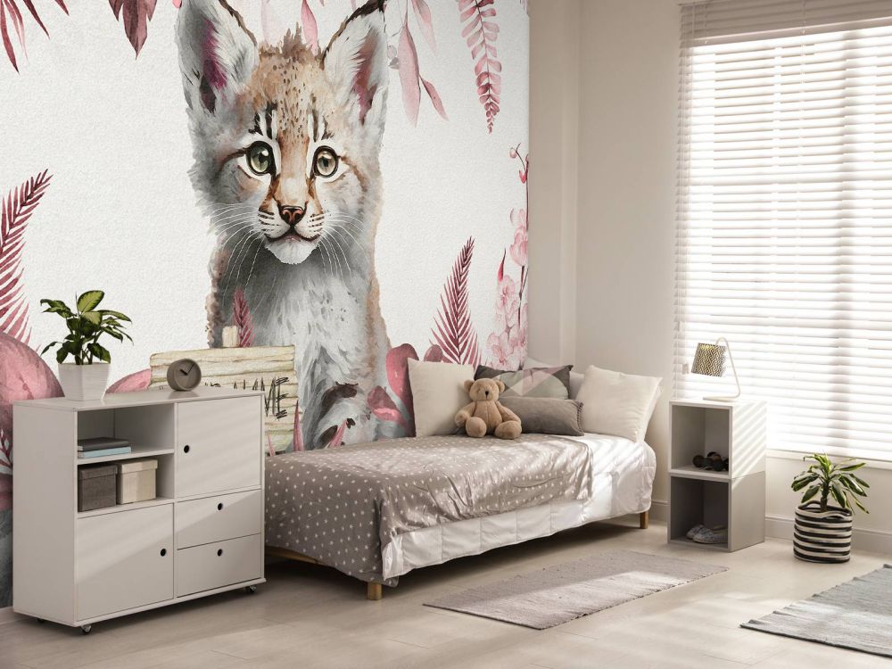 Baby lynx in de jungle roze