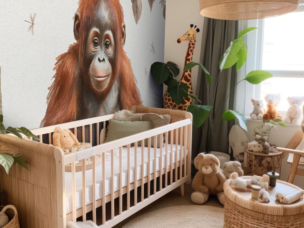 Jonge orang-oetan in de jungle taupe