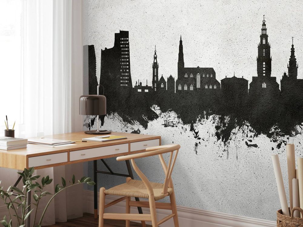 Waterverf skyline, Groningen