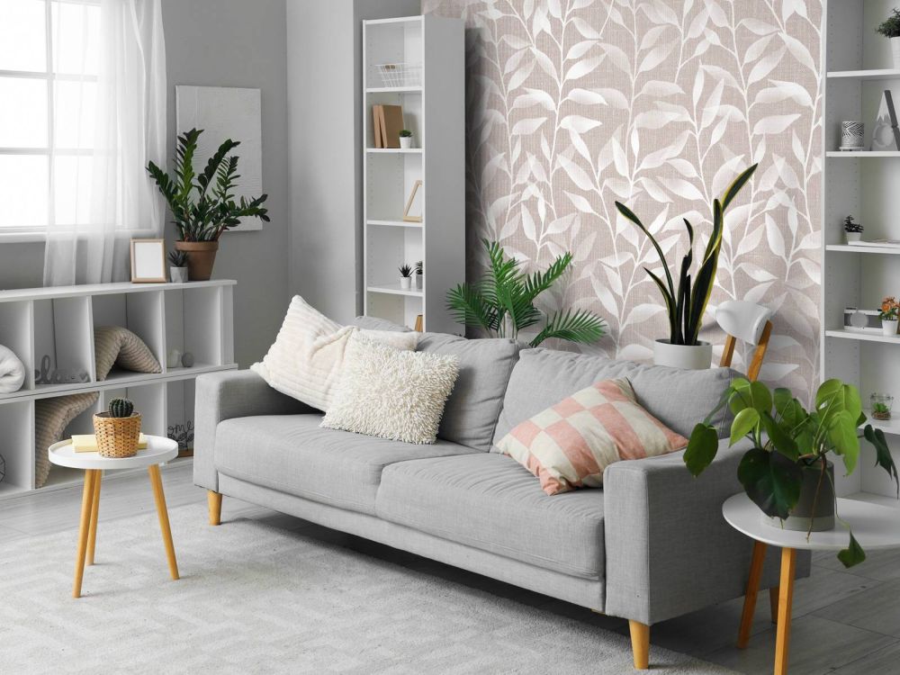 Japandi climbing leaves - beige