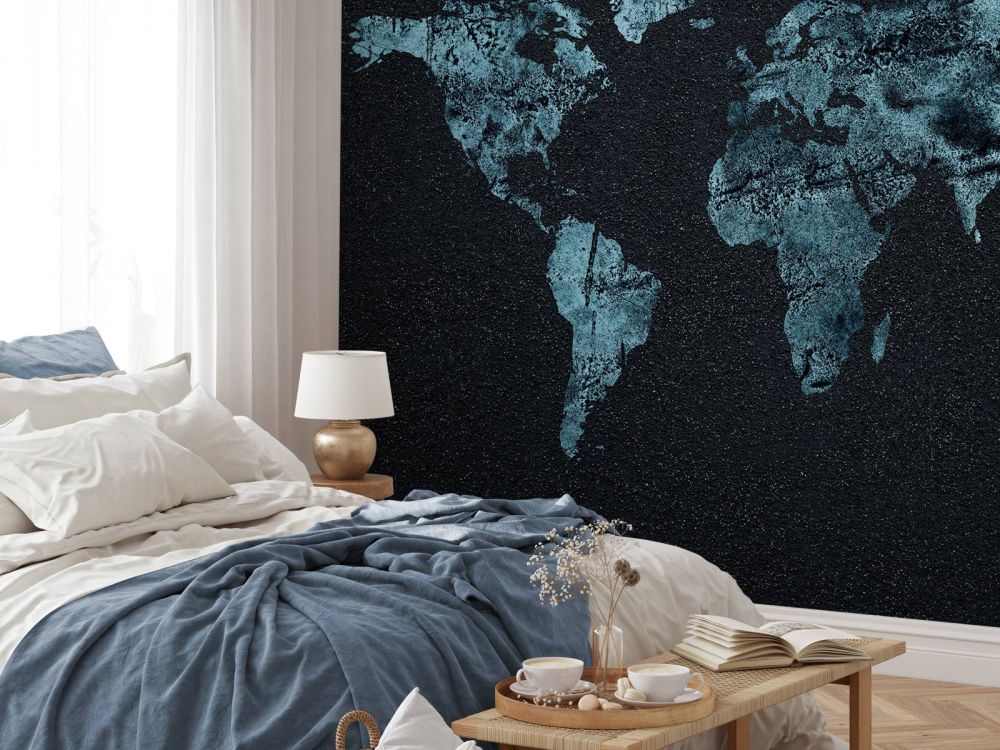 Blauwe wereldkaart