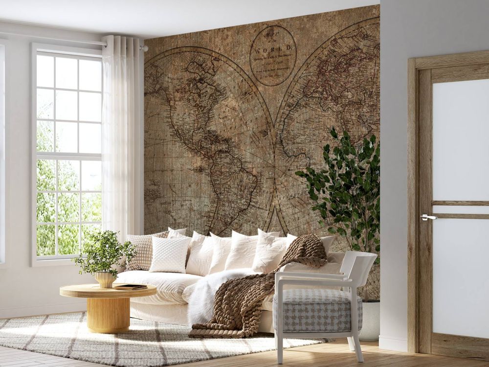 Oude wereldkaart tekening