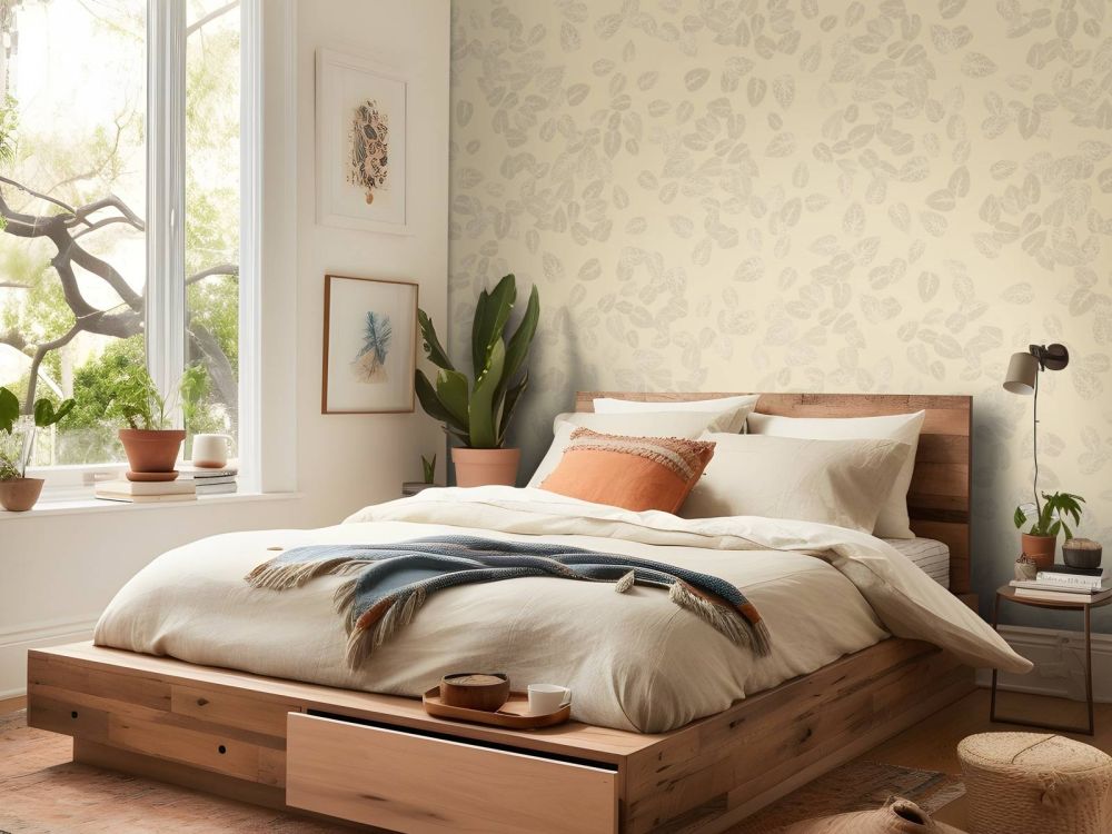 Kleine blaadjes op beige