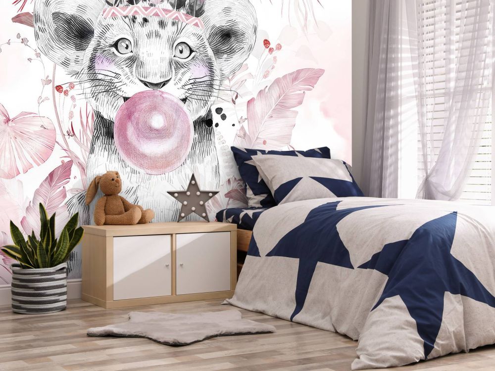 Speelse welp en roze dromen