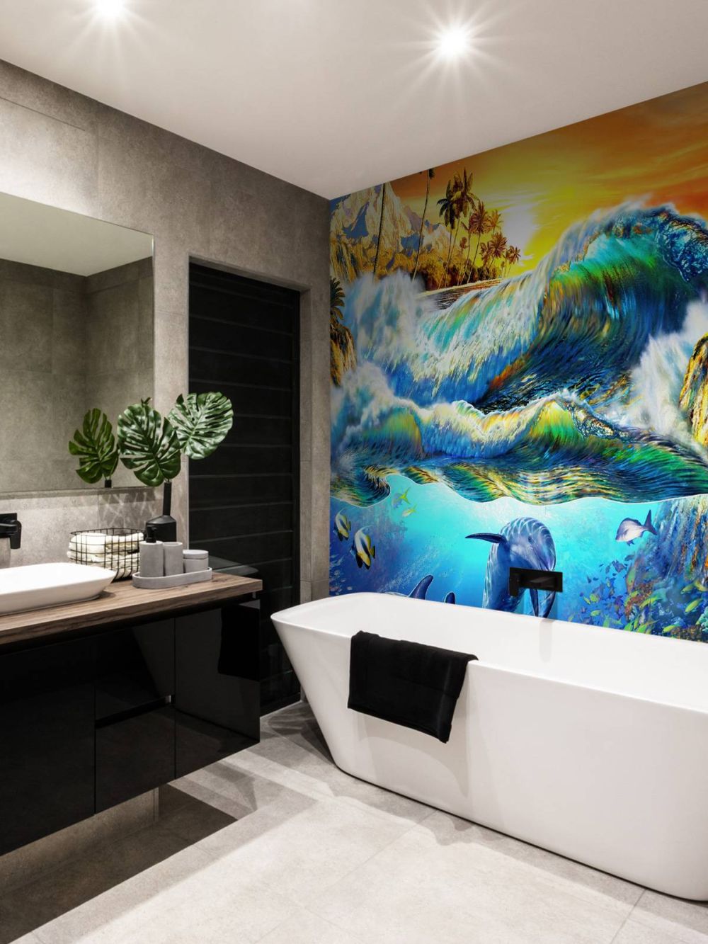 Hawaian Dawn_Waves and Dolphins