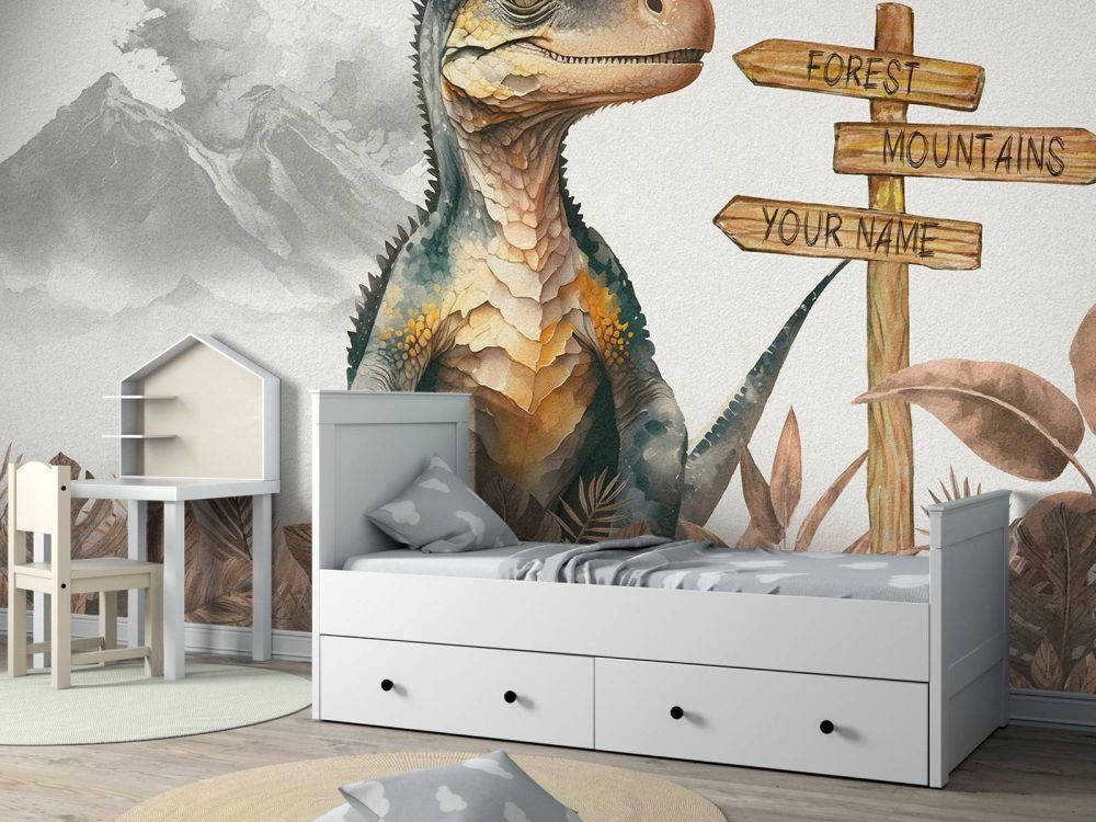 Baby velociraptor in de jungle taupe