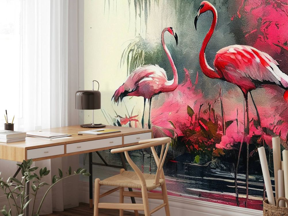 Karmijnrode Flamingo Schets