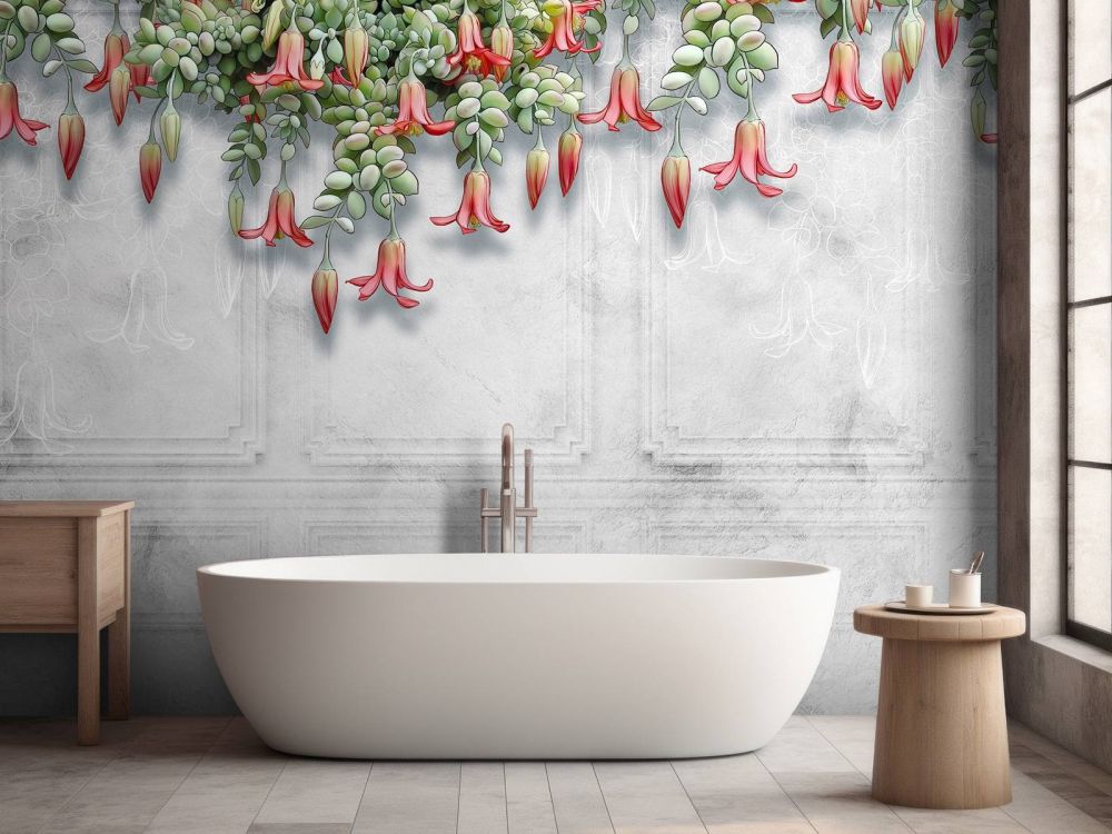 Exotische bloemen op beton