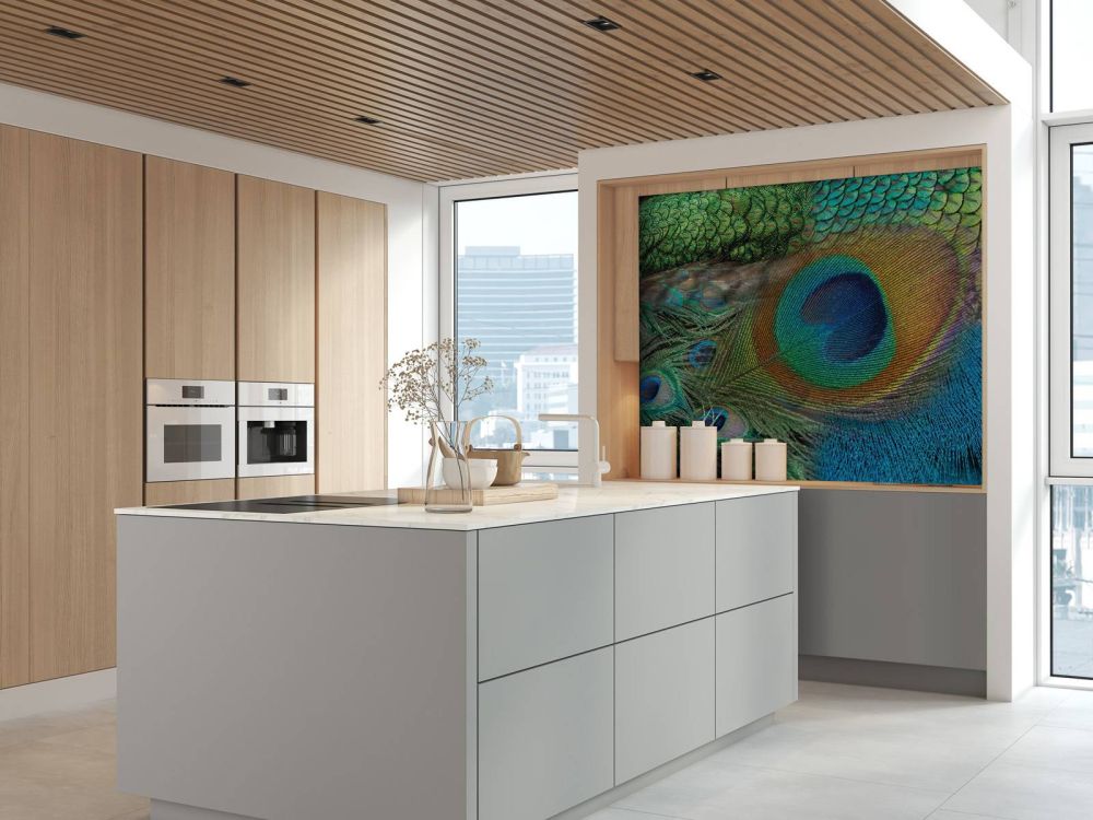 Pauwenveren op fotobehang