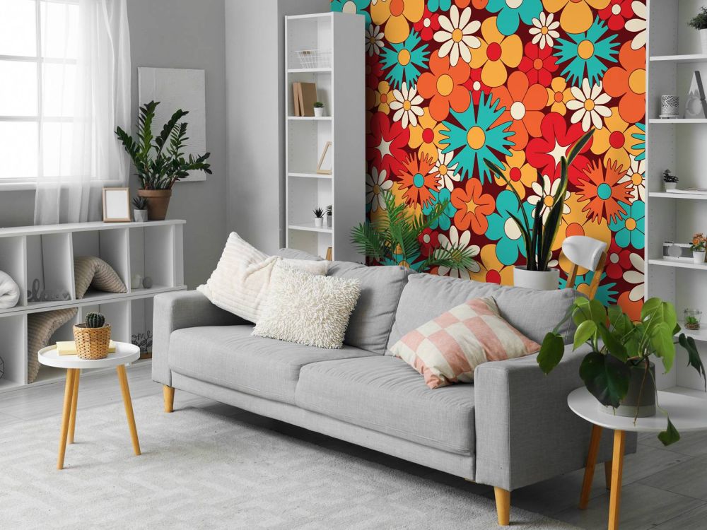 Vrolijke retro bloemen