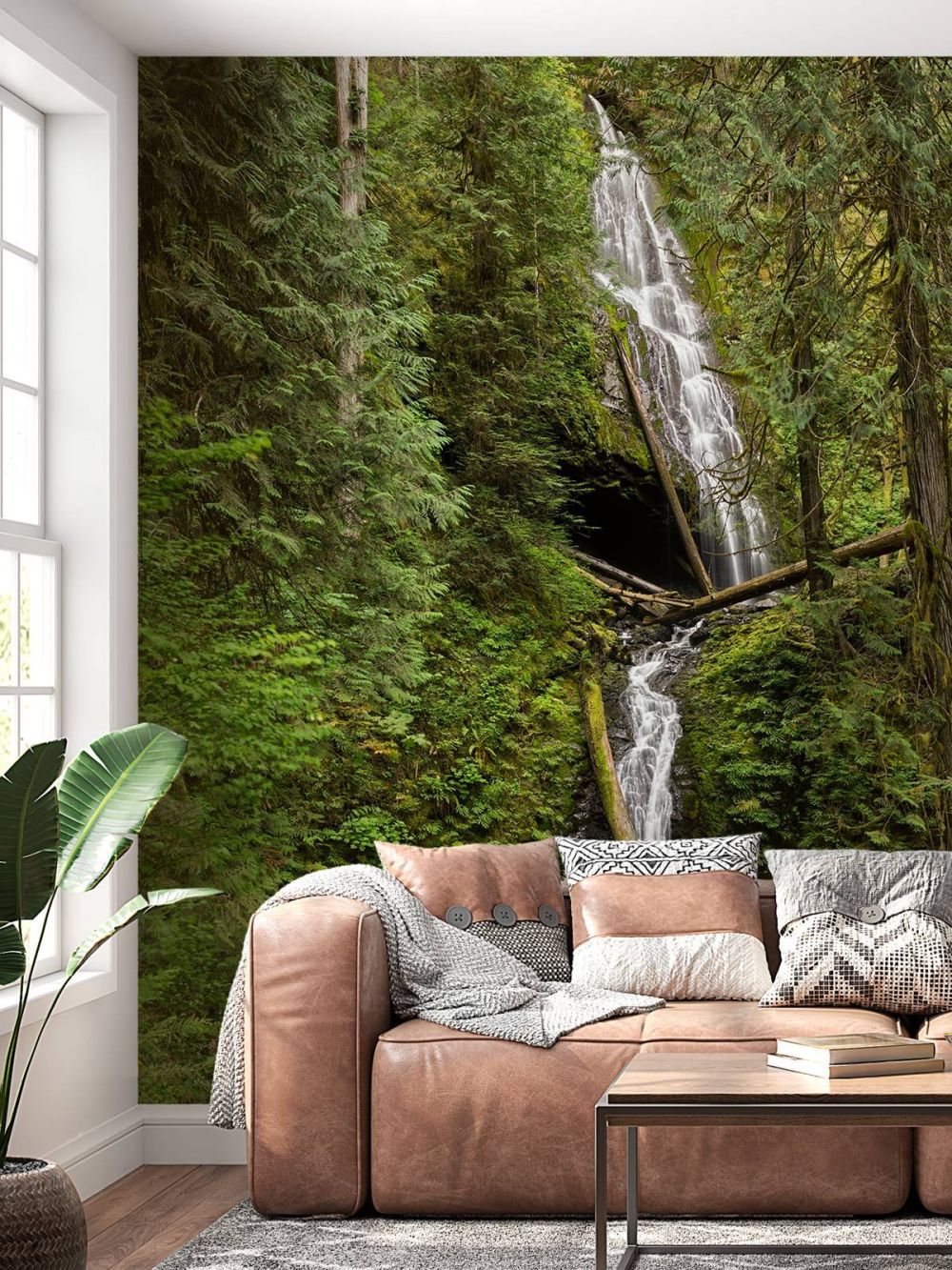 Waterval met omgevallen bomen