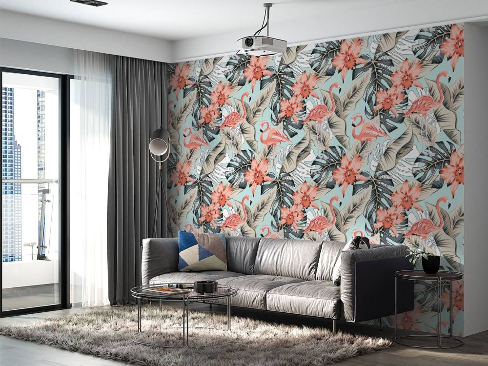 Tropische roze flamingo